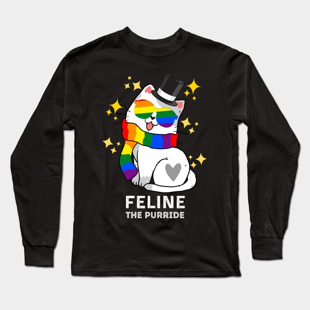 Feline The Purride LGBT Pride Cat, of LGBT Gay Pride Cat Long Sleeve T-Shirt by AE Desings Digital